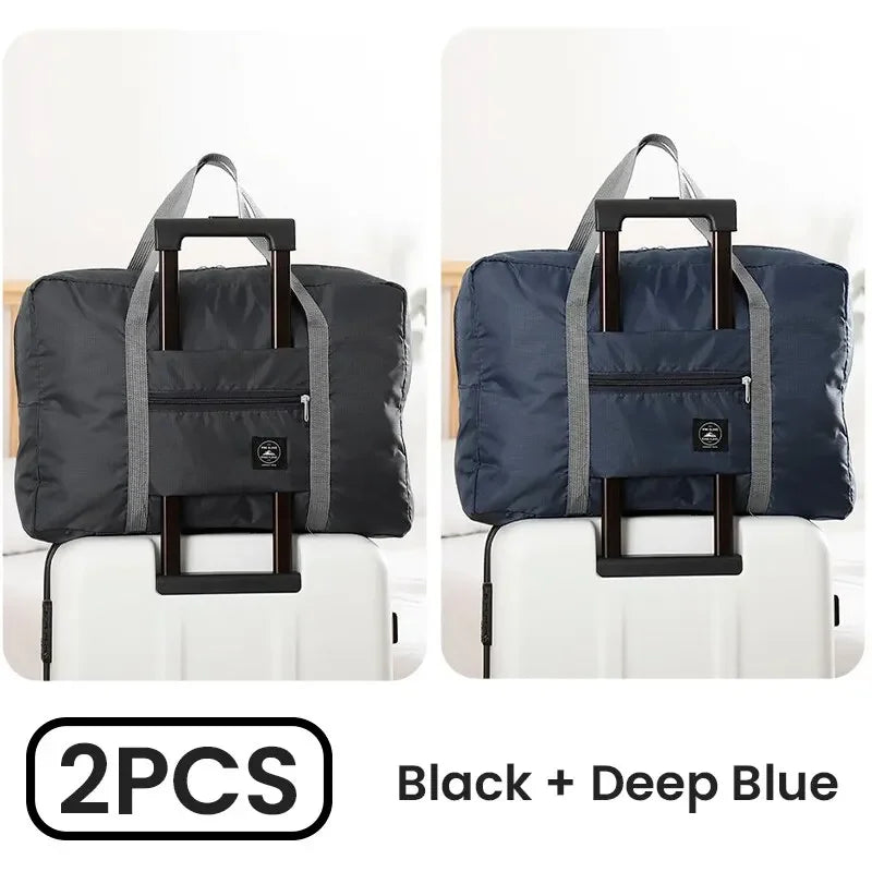 2 Pack Foldable Travel Duffel Bag for Airlines Carry on Bag Weekender Overnight Hospital Tote Bag Gym Duffel Bag Women Men - Tasawoq