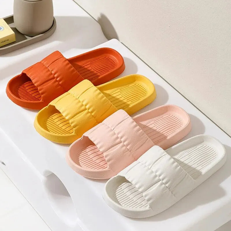 Soft Bottom Slippers for Women Home Bathroom Home Bath Non-slip Couple Summer Sandals for Men Summer Wear Comfortable - Tasawoq