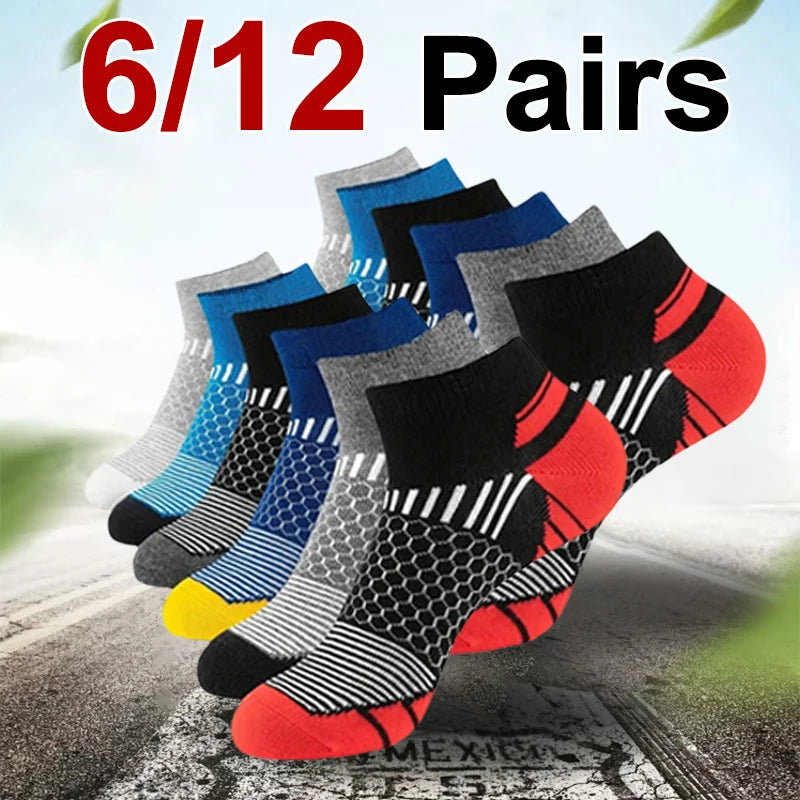 6/12 Pairs for Both Men Women Suitable Sports Low Top Socks Sweat Absorbing Breathable Thin Odor Proof Running Leisure Socks - Tasawoq