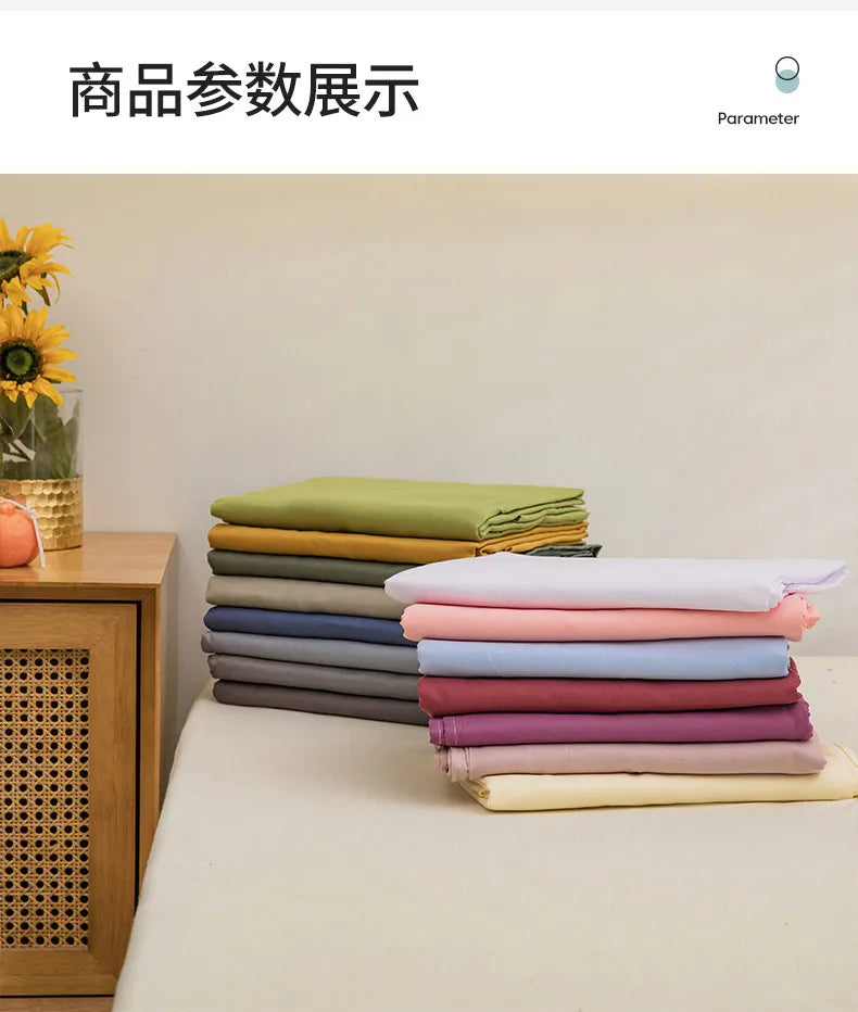 1 pc Bed Flat Sheet for Double Bed Plain Solid Color Top Sheets Single/Queen/King Flat Bedsheets Soft Home Bed Linen Sheets