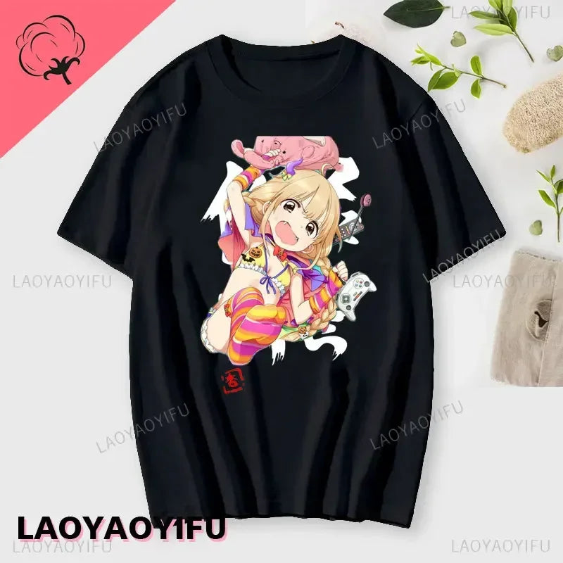 If You Work You Lose - Anzu Futaba Version T-Shirt 2024 New Kawaii Anime Cotton T-shirt Tees for Men Funny cartoon Otaku Tshirt - Tasawoq