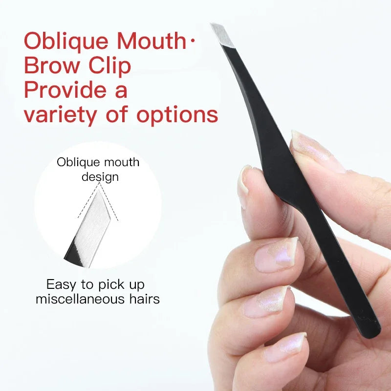 Hair Removal Tweezers Stainless Steel Eyebrow Tweezers Slant Tip Point Tip Flat Tip Rose Gold Silver Black Cosmetic Makeup Tools - Tasawoq