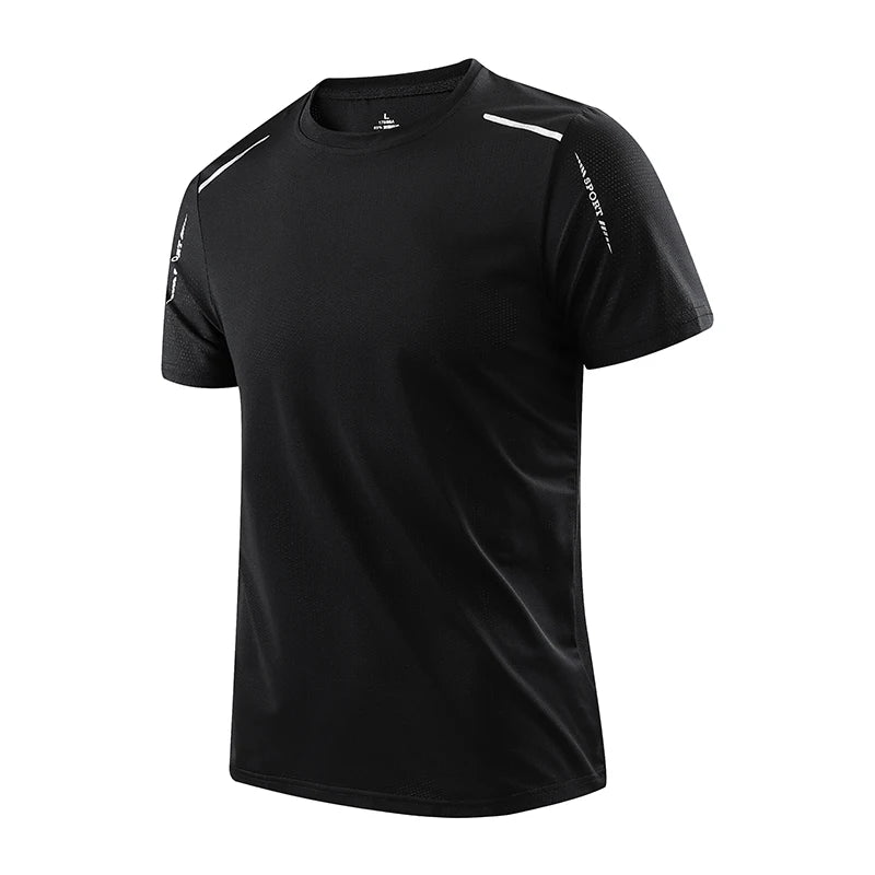 CHRLCK Men's Running Quick Drying T-shirts Breathable Hiking Fishing Tees Soft Elasticity Outdoor Sports Short Shirt Summer - Tasawoq