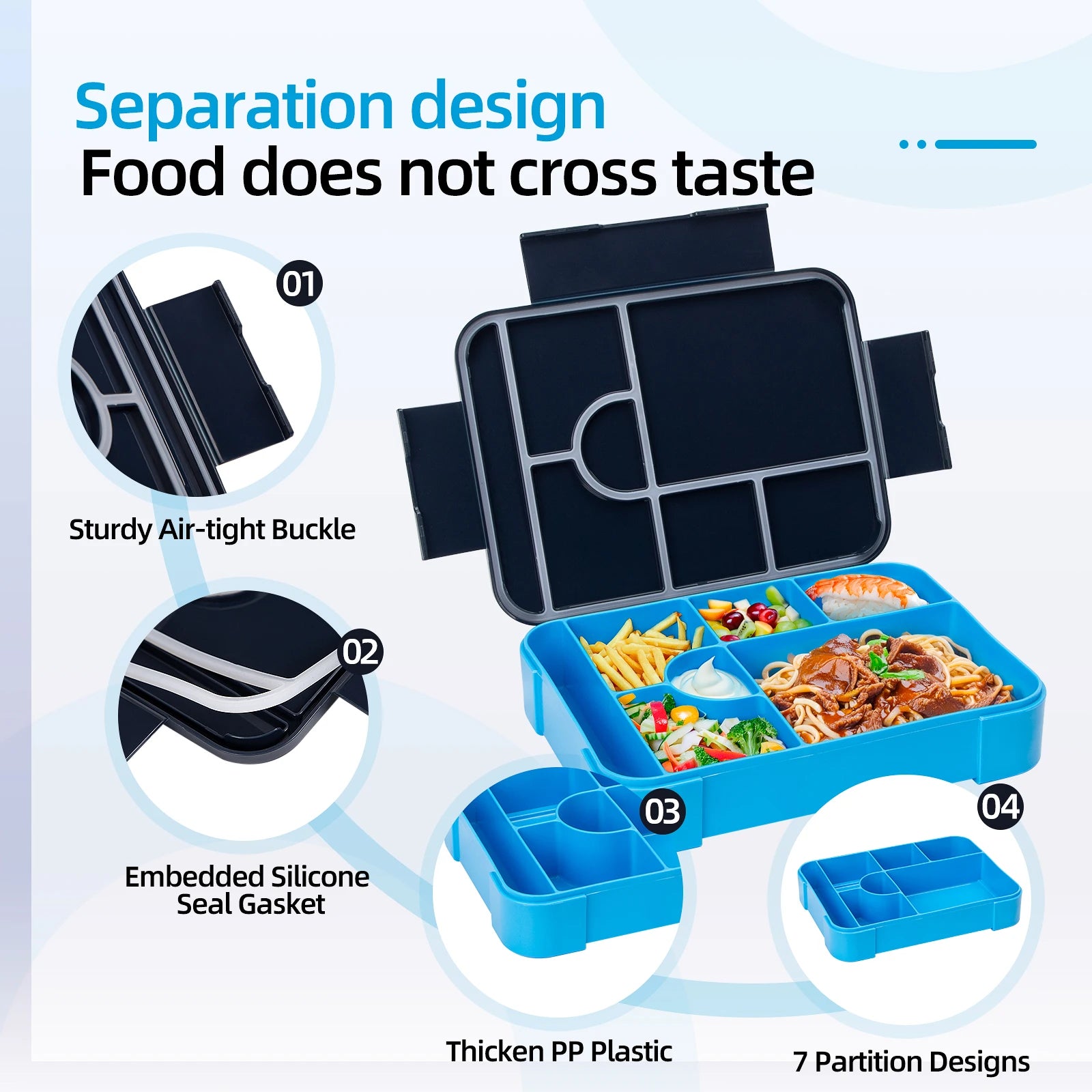 Adorable Pattern Kids Lunch Box Portable Divided Microwave Oven Bento Box Leakproof Food Container For back to school kitchen