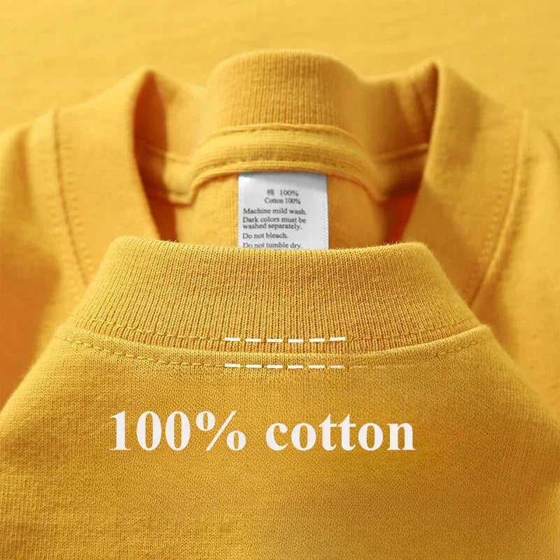 Summer Cotton Heavy Duty 300grams American Pure Cotton Short Sleeves T-shirt Men Casual Base Top Oversized T Shirt - Tasawoq