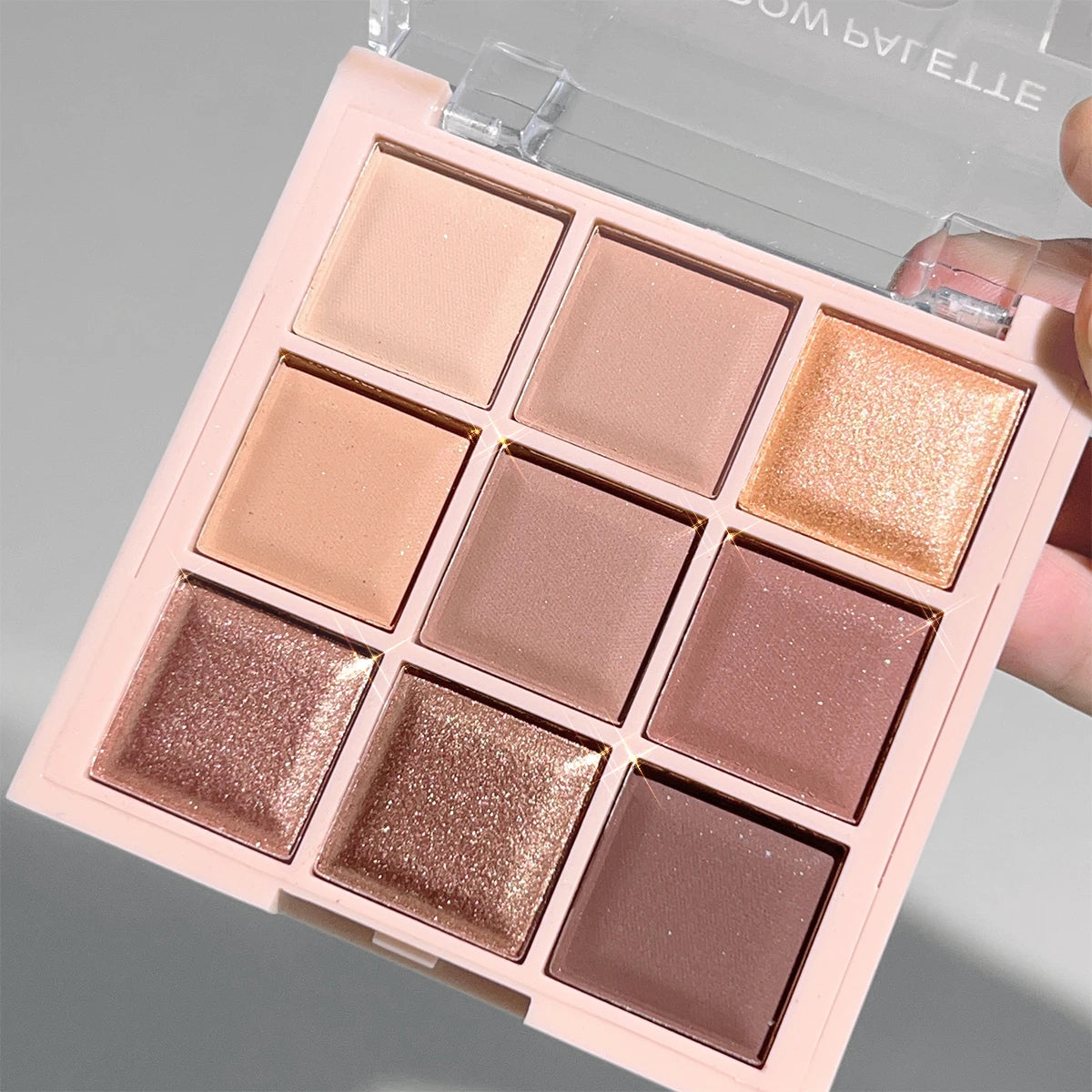 9-Color Eyeshadow Palette with Fine Glitter, Shimmer, Matte, Milk Tea Shades; Mini, Daily Use, Student-Friendly Makeup - Tasawoq