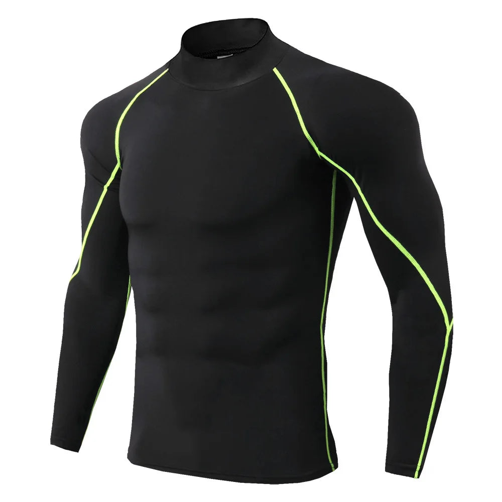 Men Sport T-shirt Quick Dry Bodybuilding Running Shirt Long Sleeve Compression Top Gym T Shirt Men Fitness Tight Rashgard - Tasawoq