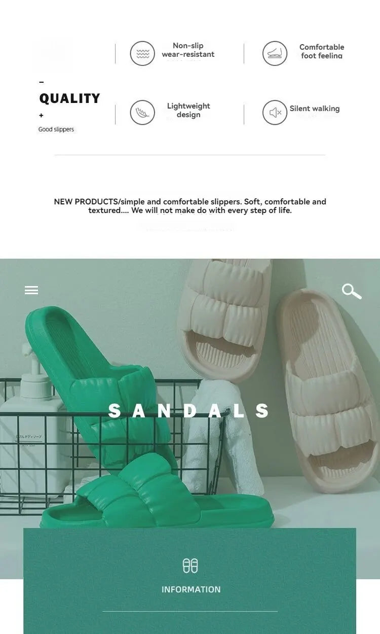 Soft Bottom Slippers for Women Home Bathroom Home Bath Non-slip Couple Summer Sandals for Men Summer Wear Comfortable - Tasawoq