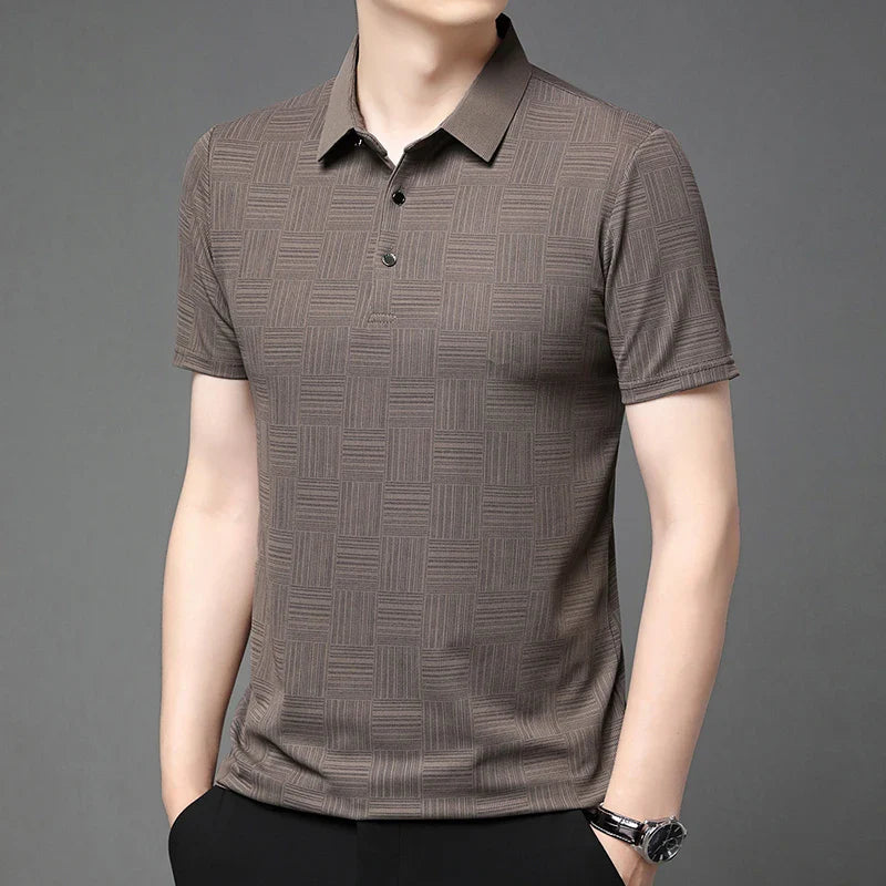 2024 Men's New Printed Business Casual Short sleeved POLO Shirt Fashion Short sleeved Comfortable and Breathable Top - Tasawoq