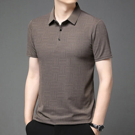 2024 Men's New Printed Business Casual Short sleeved POLO Shirt Fashion Short sleeved Comfortable and Breathable Top - Tasawoq