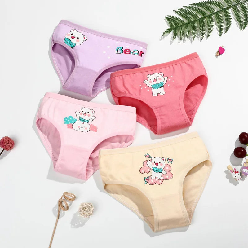 4 Pieces/lot Design Children's Girls Panties Cotton Soft Pretty Cartoon Unicorn Child Underwear for Girls Kids Boxer Breathable - Tasawoq