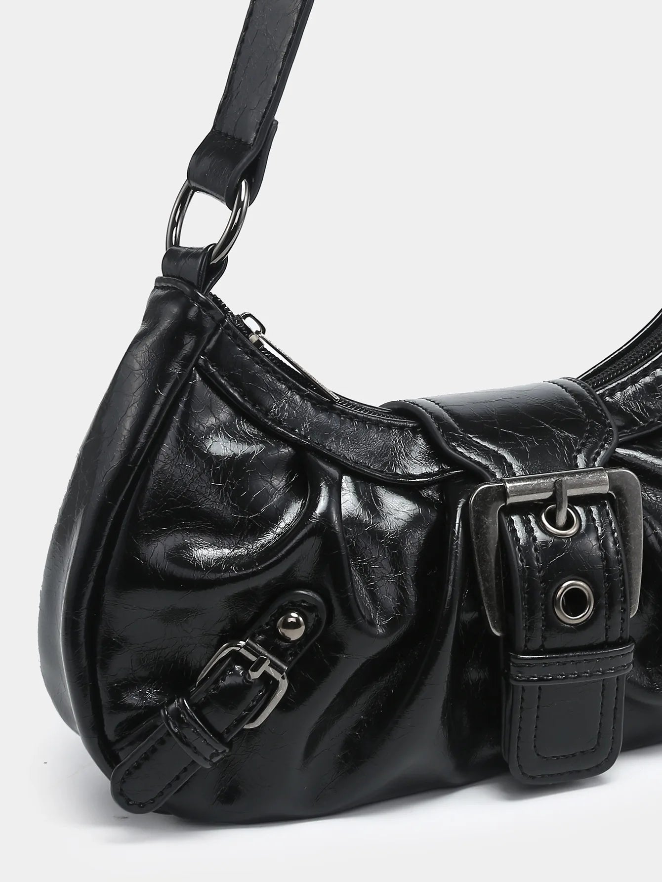 2024 spring hot selling Maillard style retro style small bag spicy girl Y2K wasteland style vintage leather shoulder armpit bag - Tasawoq