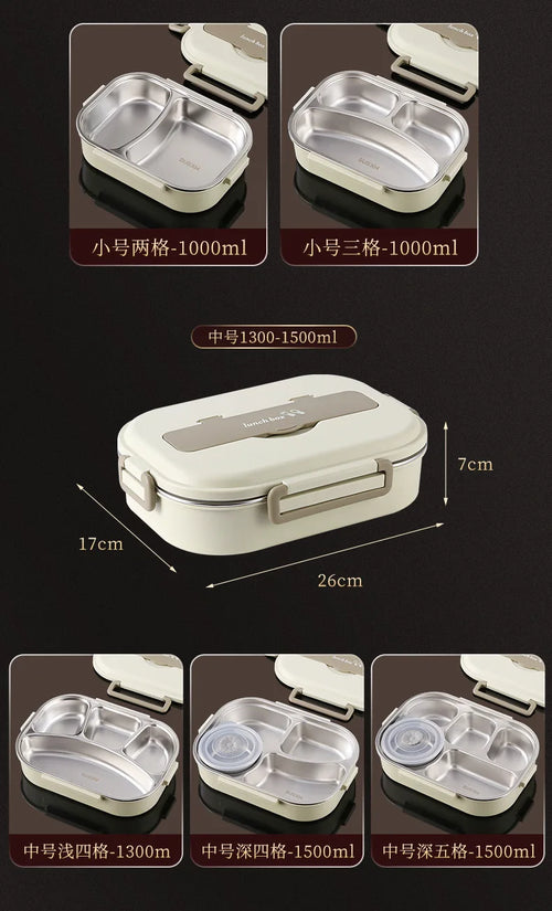 304 Stainless Steel Insulated Lunch Box Office Workers Sealed Portable Lunch Box with Bag Students Kids Commercial Bento Box Set