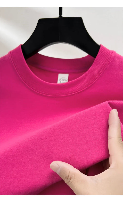 100% pure cotton summer high-end brand men's short sleeve round neck fashionable style half sleeved top breathable T-shirt - Tasawoq