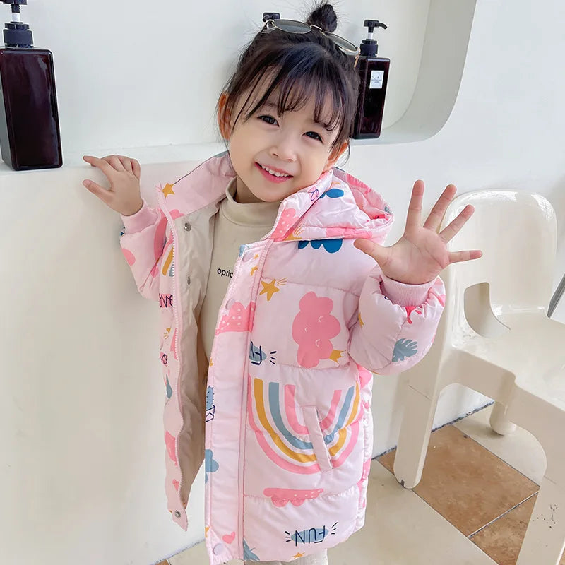 New Girls Boys Down Jacket Winter Coats Children Clothes Hooded Windbreaker Coat For Kids 2-7 Years Cotton Warm Outerwear - Tasawoq