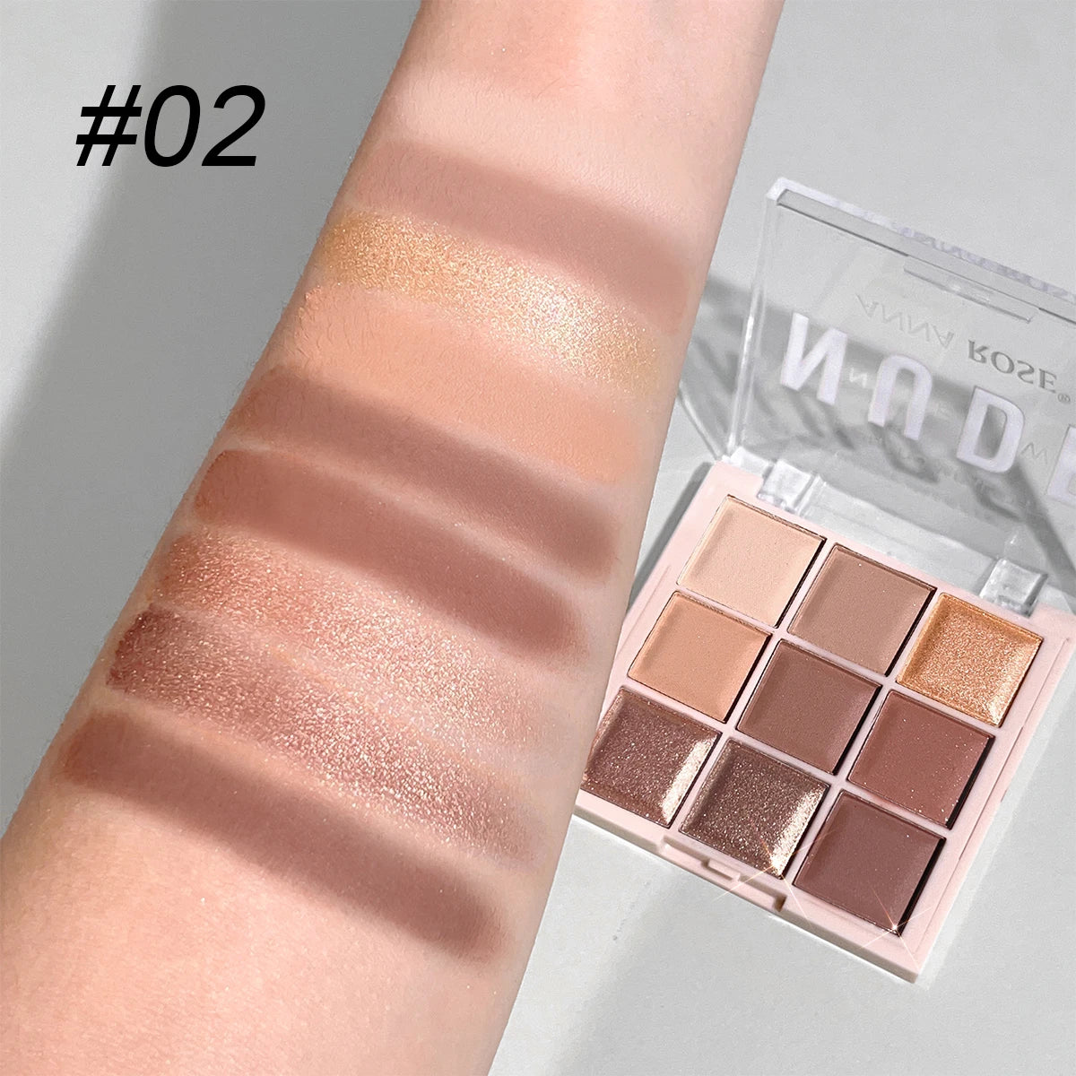 9-Color Eyeshadow Palette with Fine Glitter, Shimmer, Matte, Milk Tea Shades; Mini, Daily Use, Student-Friendly Makeup - Tasawoq