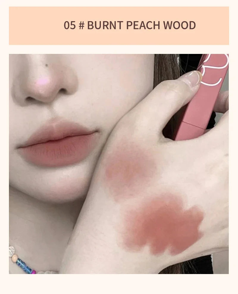 TX010Thin Tube Matte Lipstick, Waterproof and Sweatproof, Does Not Fade Or Remove Makeup, Can Be Used on Both Lips and Cheeks - Tasawoq