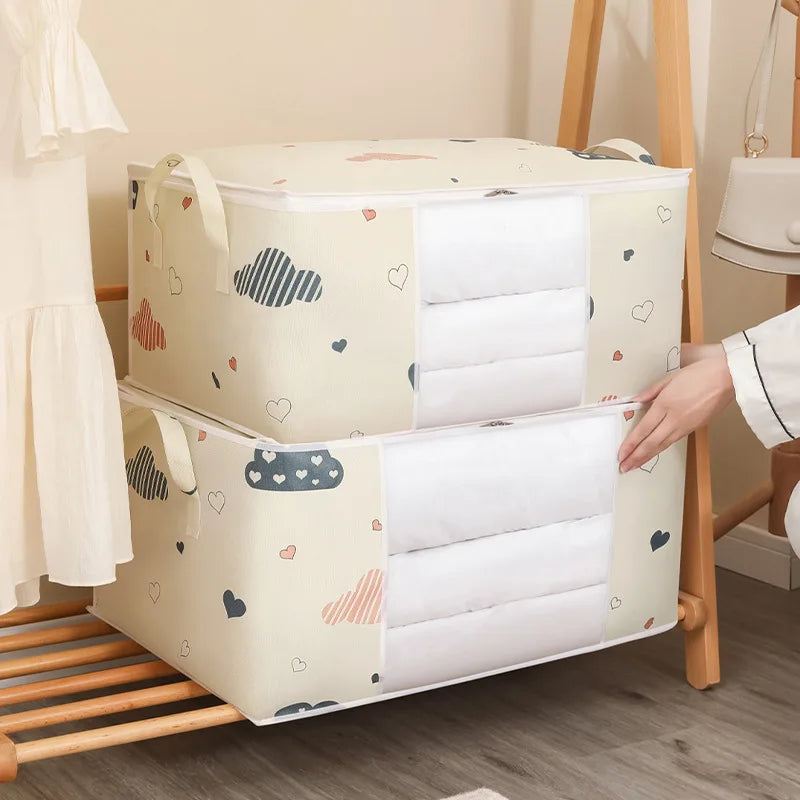 Quilt Clothes Big Capacity Storage Bag Quilt Bedding Storage Closet Organizer Wardrobe Organizer Blanket Sorting Bags Dust-proof - Tasawoq