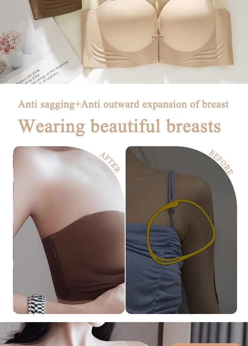 FINETOO Front Closure Sexy Push Up Bra Women Invisible Bras Underwear Lingerie For Female Brassiere Strapless Seamless Bralette - Tasawoq