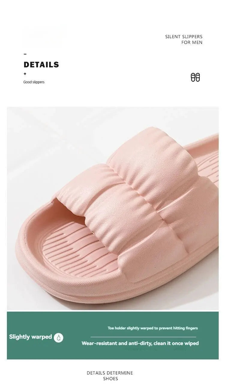 Soft Bottom Slippers for Women Home Bathroom Home Bath Non-slip Couple Summer Sandals for Men Summer Wear Comfortable - Tasawoq