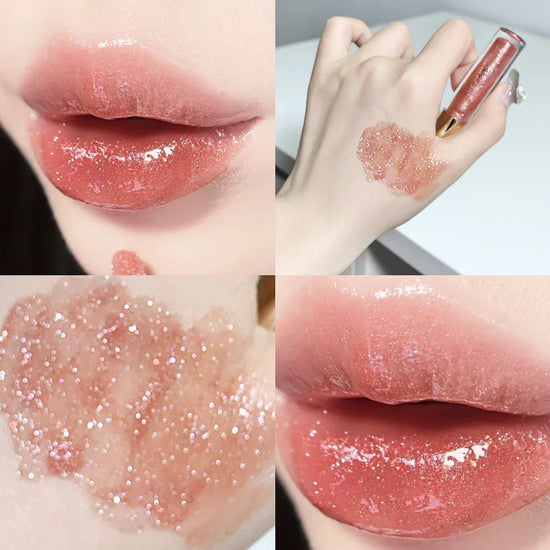 Moisturizing, plump and sparkling lip gloss, water-glossy mirror lip glaze, moisturizing and moisturizing lip oil for pouty lips - Tasawoq