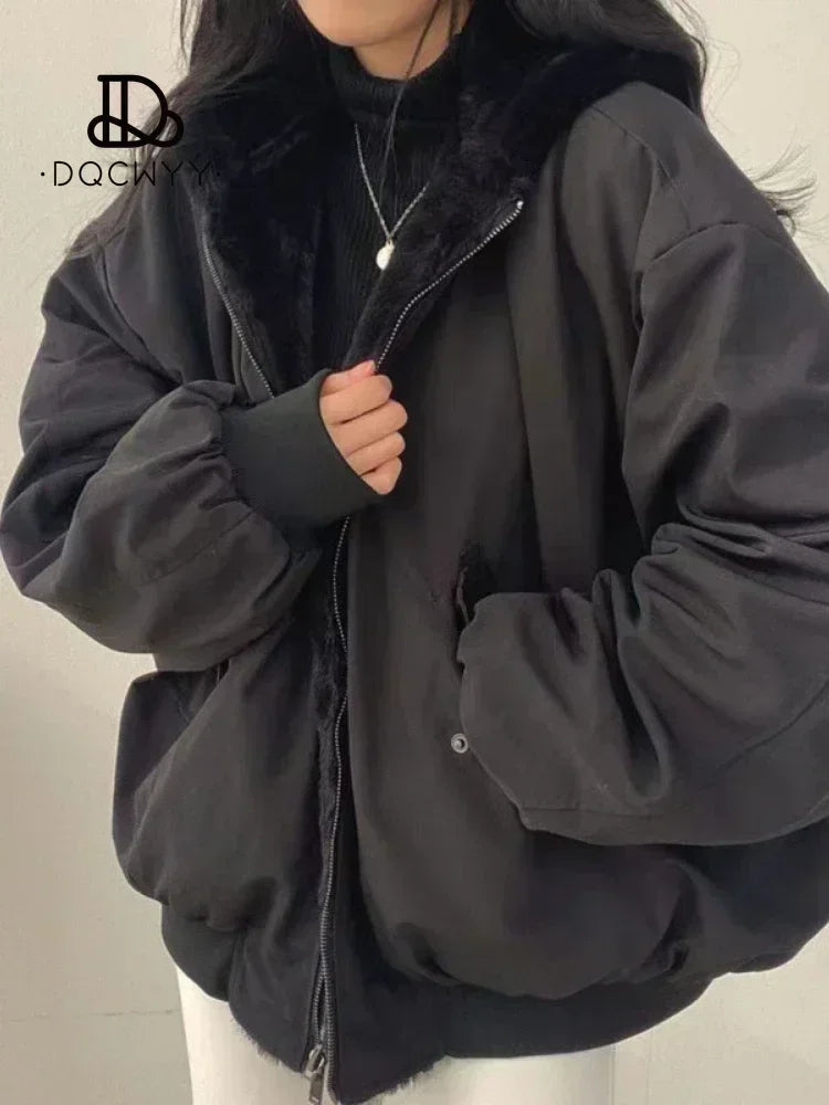 New Jackets for Women Thick Warm Parkas Oversized Double Sided Hooded Coat Korean Fashion Casual Loose Zip Up Jackets Coat Women - Tasawoq