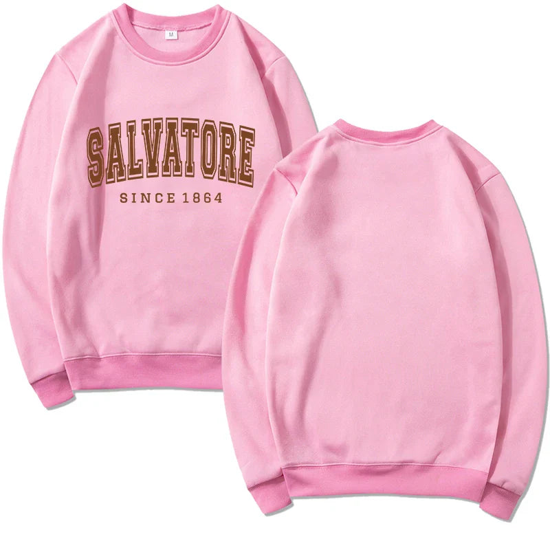 Salvatore Since1864 Sweatshirt Mystic Falls Hoodie Vampire Diaries Jumper Vintage TVD Damon Stefan Crewneck Sweatshirt Fans Top - Tasawoq