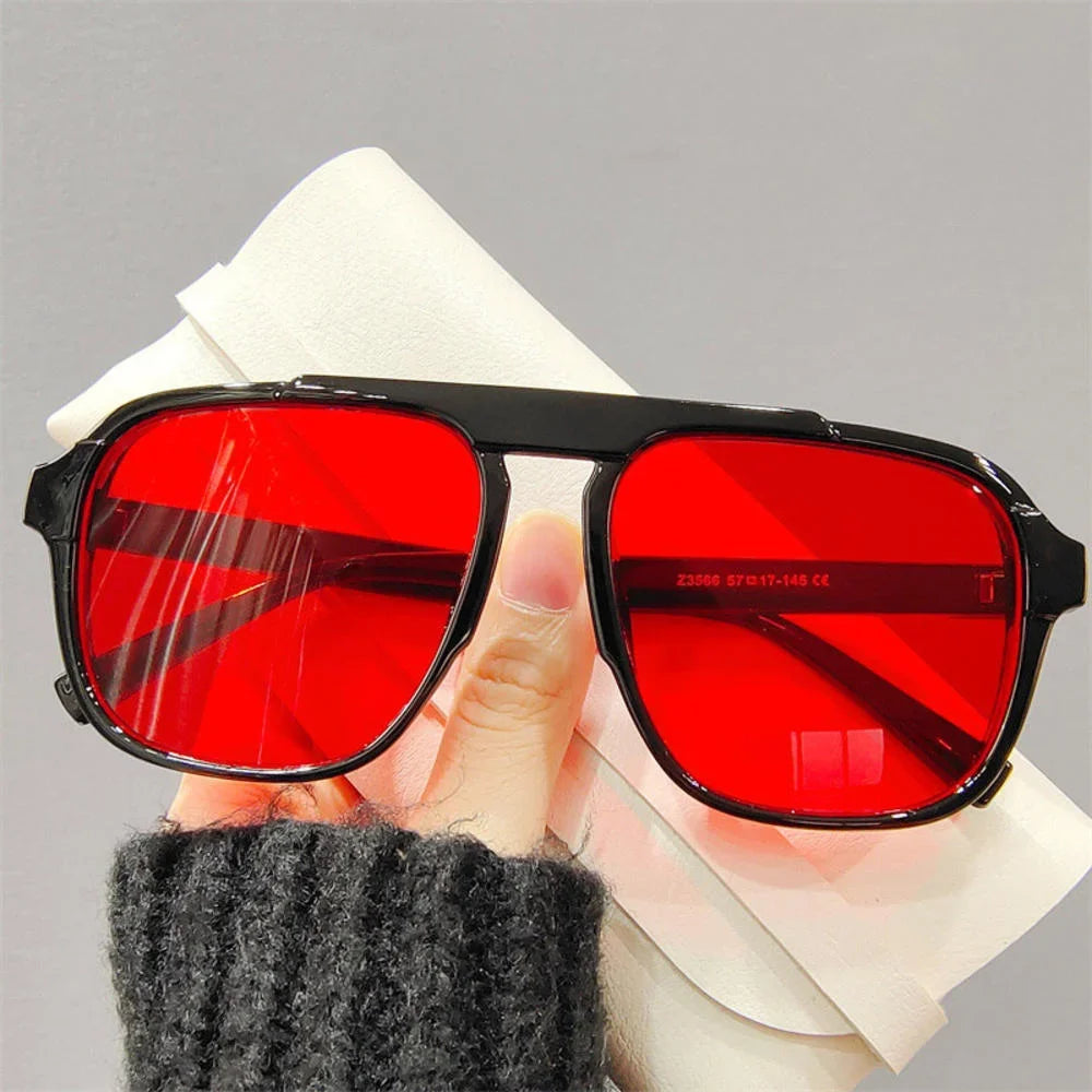 2024 New Fashion Men Sunglasses Oversized Frame Women Anti-blue Light Transparent Glasses UV400 Eyewear Flat Mirror Eyeglass - Tasawoq