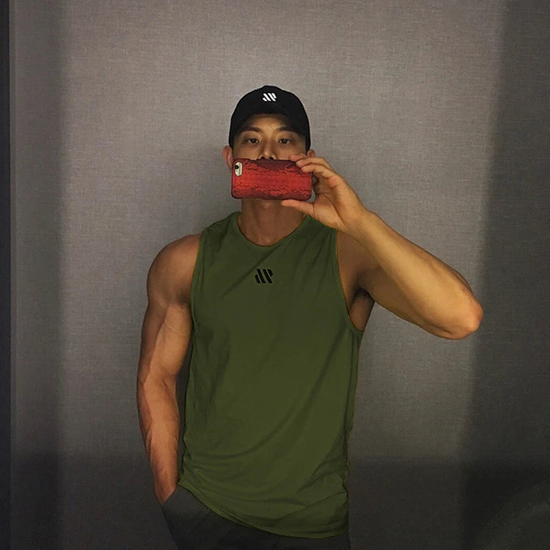 Men's tank top Summer thin running exercise fitness training vest for men Loose breathable mesh quick drying T-shirt for men - Tasawoq