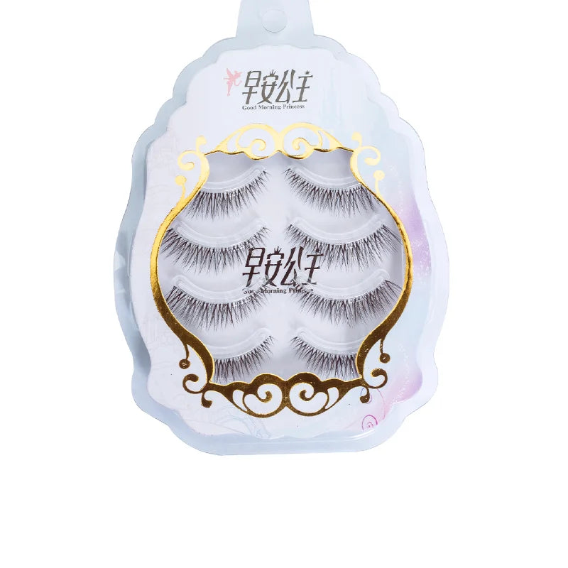 4pairs Natural False Eyelashes Thin Band Hand Made Short Lighter Eyelash Cosplay Korean Fashion Wispy Extension Makeup Tools - Tasawoq