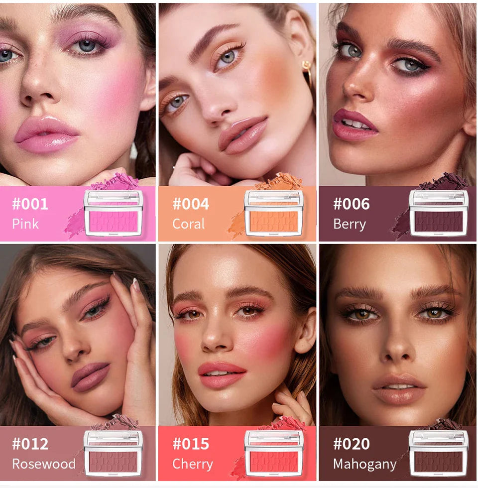 Blush Matte Natural Cheek Tint Brighten Face Waterproof Face Contouring Cosmetics Blush Powder Soft Female Makeup For Cheeks - Tasawoq