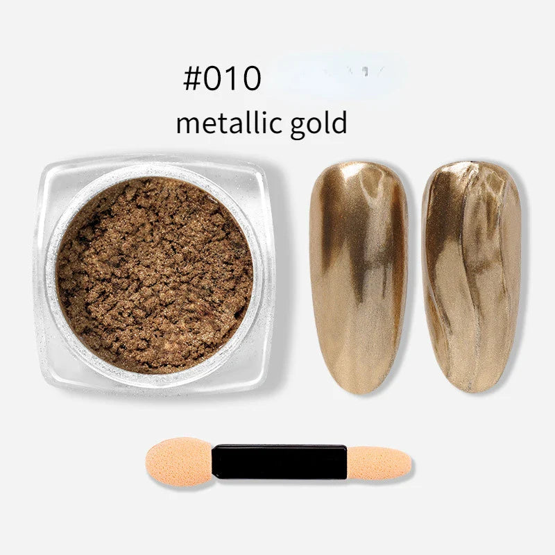 Nail Art Mirror Glitter Powder Rose Gold Silver Metallic Effect Nail Glitters For Nails UV Gel Polish Nails Chrome Pigment Decor - Tasawoq