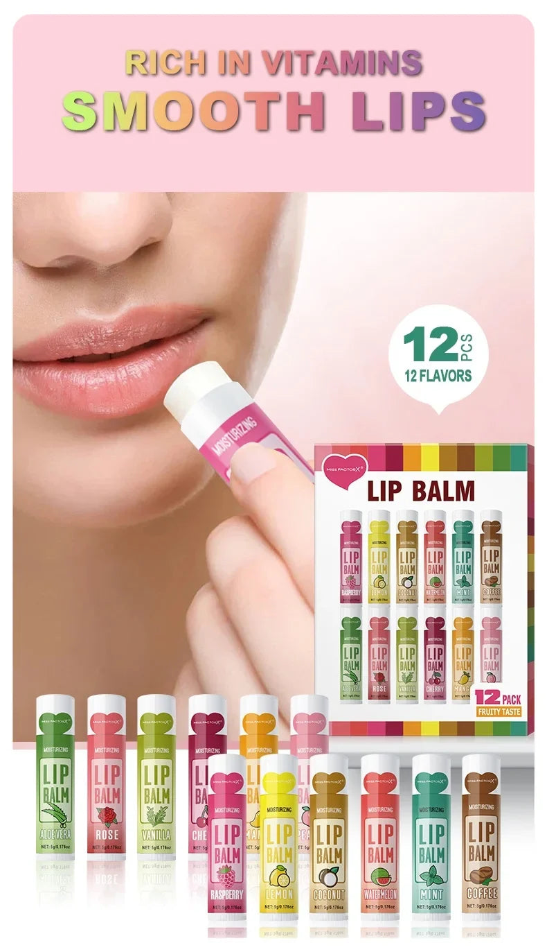 12 PCS/gift lip balm set 5g Deep Moisturizing and long-lasting moisturizing exfoliating to create hydrated lips - Tasawoq