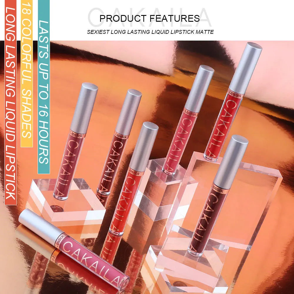 1PC Velvet Matte Lipstick Lip Gloss Light Red Liquid Lip Tint Cream Pigment Long Lasting Silky Texture Lips Women's Cosmetics - Tasawoq