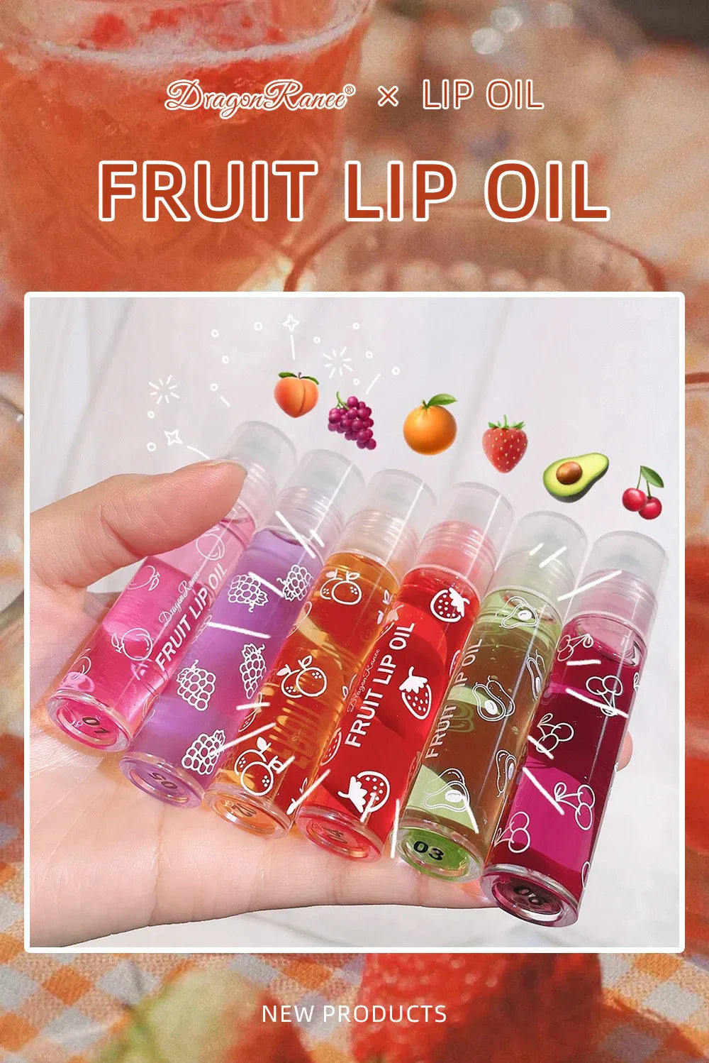 Roll-On Lip Oil, Moisturizing and Hydrating Lip Gloss, Nourishing Lip Balm Liquid for Smooth and Soft Lips, Long-Lasting Shine - Tasawoq