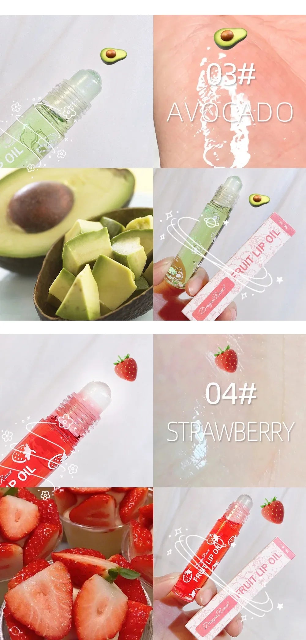 Roll-On Lip Oil, Moisturizing and Hydrating Lip Gloss, Nourishing Lip Balm Liquid for Smooth and Soft Lips, Long-Lasting Shine - Tasawoq