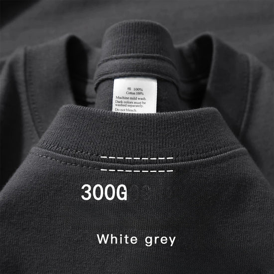 Summer Cotton Heavy Duty 300grams American Pure Cotton Short Sleeves T-shirt Men Casual Base Top Oversized T Shirt - Tasawoq