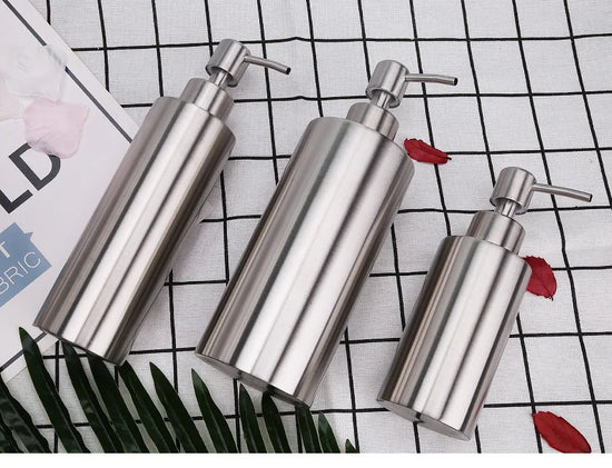 Liquid soap dispenser bottle gel bottle 304 stainless steel Lotion Pump Hand Soap Kitchen Bathroom Dispenser 250ml/350ml/550ml - Tasawoq