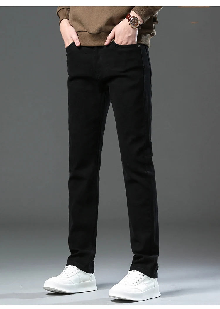Fashion Loose Straight Business Casual Stretch Denim Pants Male Brand Trousers 3 Colors Plus Size Mens Clothing Slim Jeans 28-44 - Tasawoq