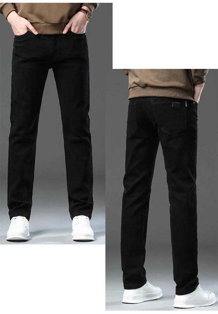 Fashion Loose Straight Business Casual Stretch Denim Pants Male Brand Trousers 3 Colors Plus Size Mens Clothing Slim Jeans 28-44 - Tasawoq