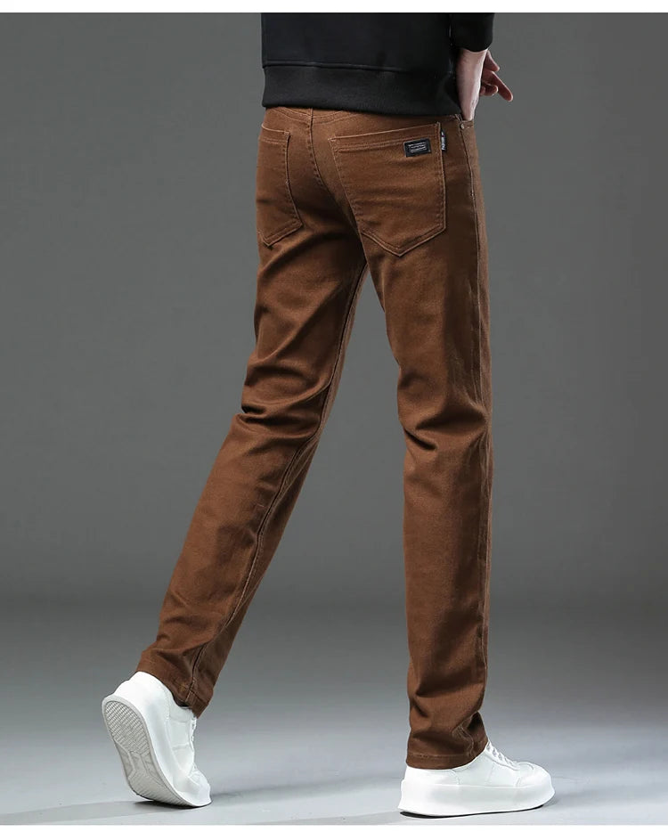 Fashion Loose Straight Business Casual Stretch Denim Pants Male Brand Trousers 3 Colors Plus Size Mens Clothing Slim Jeans 28-44 - Tasawoq