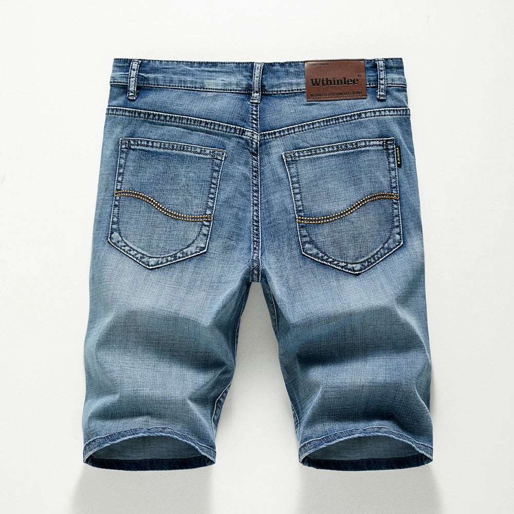 Summer Shorts Jeans Men Denim Pants Stretch Dark Blue Fashion Design Men's Jeans Slim Straight Male Short Jeans Hombre - Tasawoq