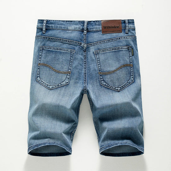 Summer Shorts Jeans Men Denim Pants Stretch Dark Blue Fashion Design Men's Jeans Slim Straight Male Short Jeans Hombre - Tasawoq
