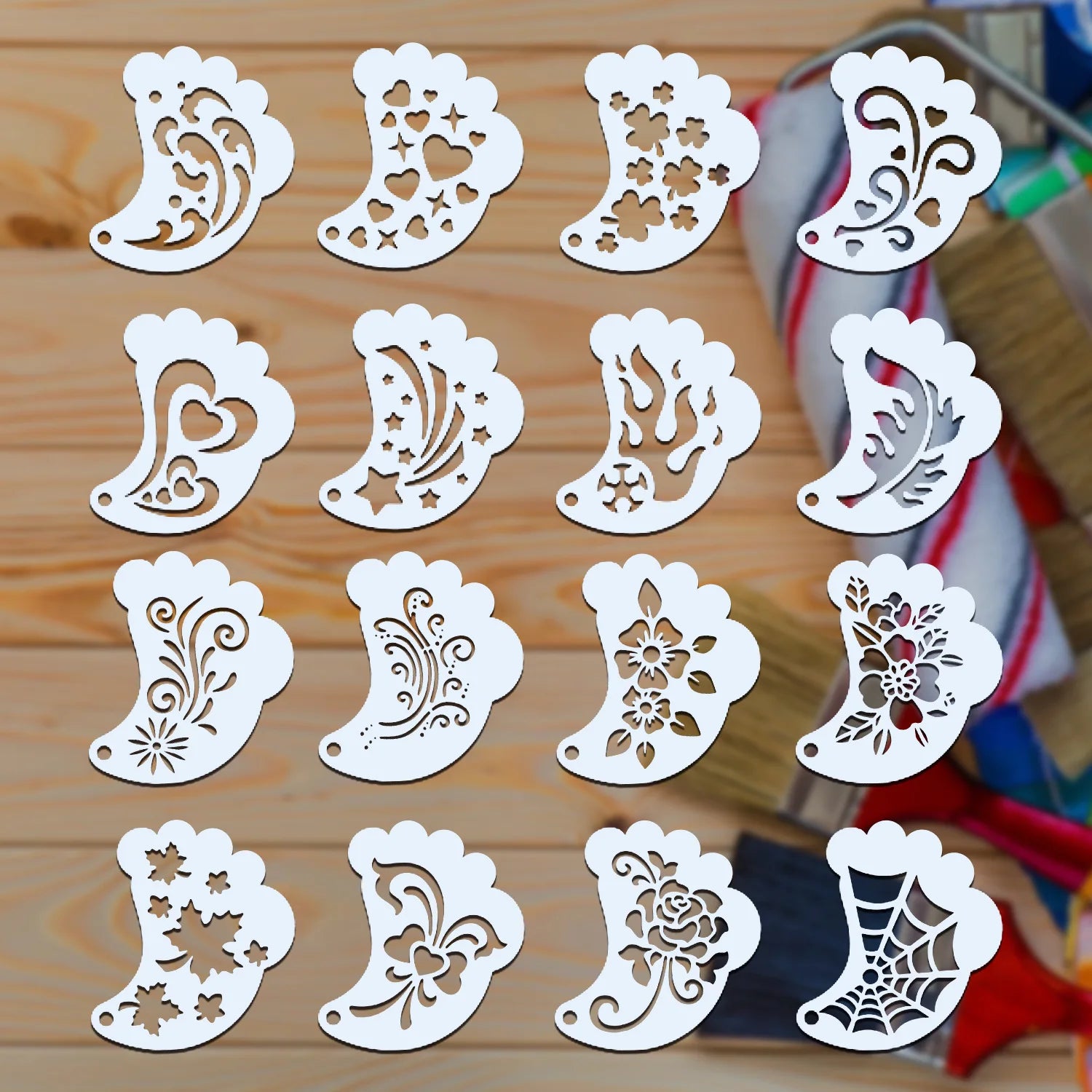 Face Paint Stencils Professional Body Art Paint Stencils Reusable For Adults Kids Easily Use Templates For Parties Makeup Tools - Tasawoq