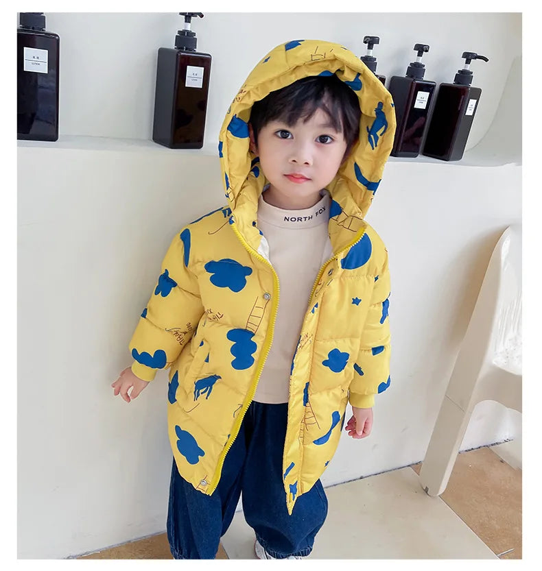 New Girls Boys Down Jacket Winter Coats Children Clothes Hooded Windbreaker Coat For Kids 2-7 Years Cotton Warm Outerwear - Tasawoq