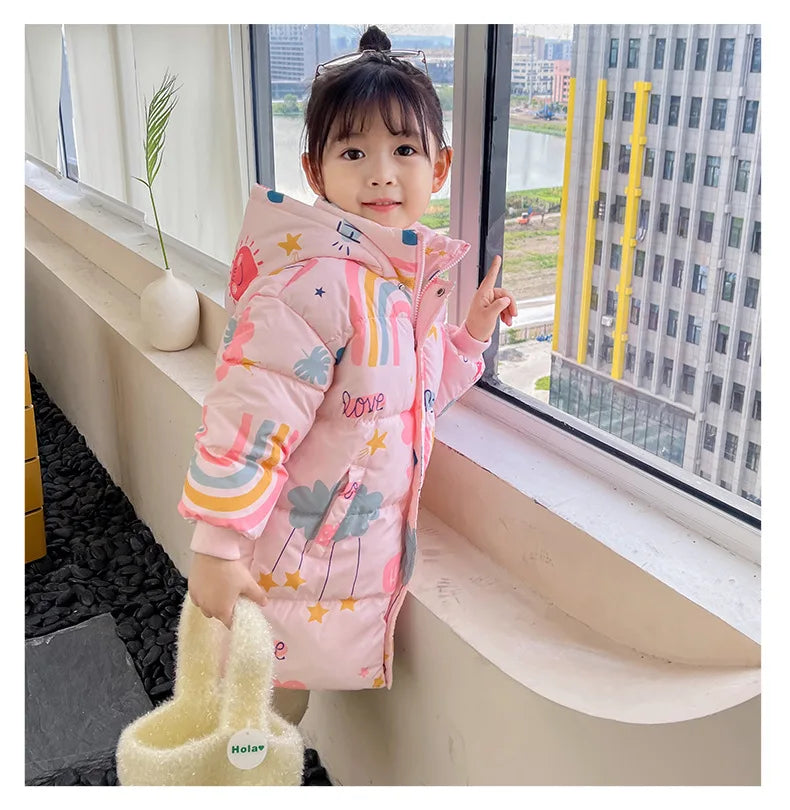 New Girls Boys Down Jacket Winter Coats Children Clothes Hooded Windbreaker Coat For Kids 2-7 Years Cotton Warm Outerwear - Tasawoq