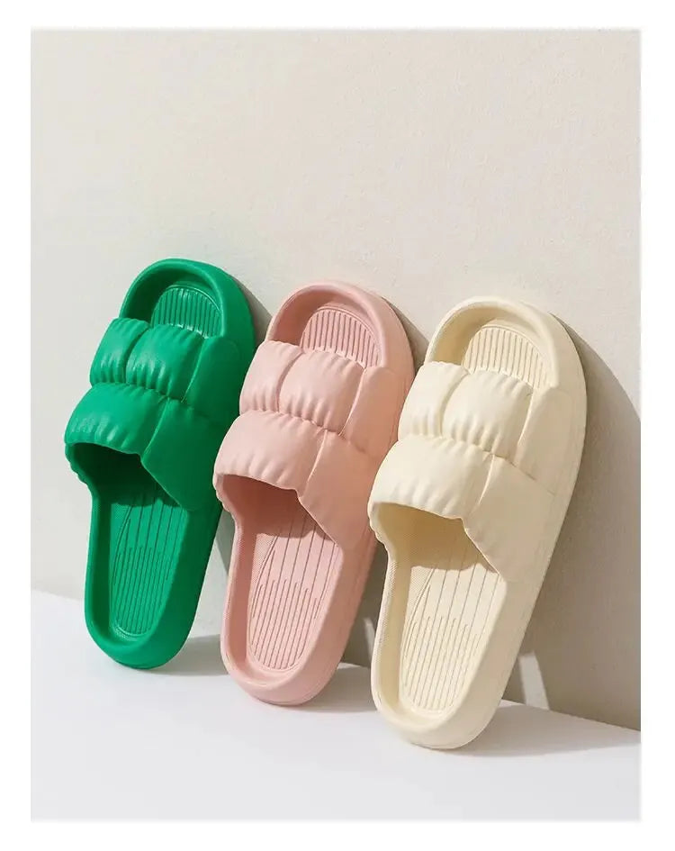 Soft Bottom Slippers for Women Home Bathroom Home Bath Non-slip Couple Summer Sandals for Men Summer Wear Comfortable - Tasawoq