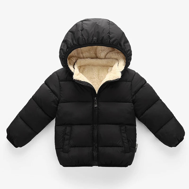 Baby Children Coats Winter Thick Jackets For Boys Warm Plush Thicken Outerwear For Girls Fur Hooded Jacket Kids Clothes Snowsuit - Tasawoq