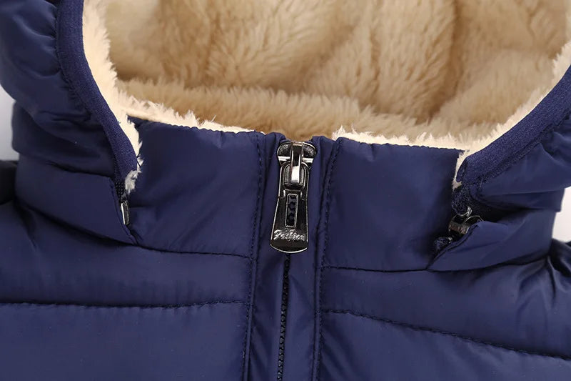 Baby Children Coats Winter Thick Jackets For Boys Warm Plush Thicken Outerwear For Girls Fur Hooded Jacket Kids Clothes Snowsuit - Tasawoq