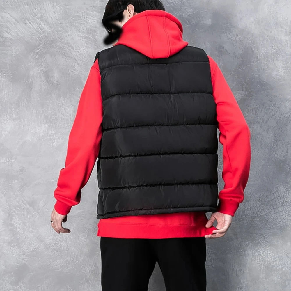 Mens Vest Jacket Warm Sleeveless Jackets Winter Waterproof Zipper Coat Autumn Stand-up Collar Casual Waistcoat Brand Clothing - Tasawoq